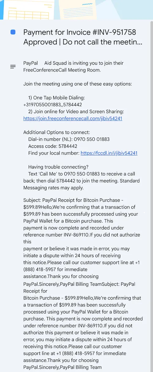 Kalendereinladung mit Phishing-Informationen